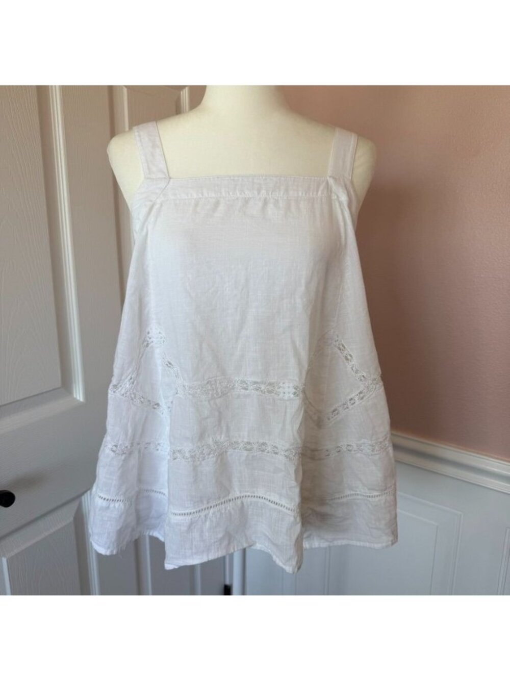 Free People Cotton Lace Eyelet Handkerchief Hem Blouse Size Small Boho